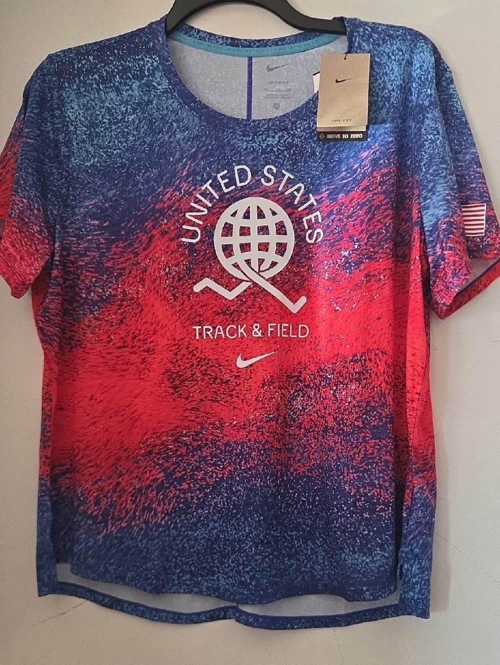 Nike Kids Blue and Red United States Track & Field Short Sleeve Tee